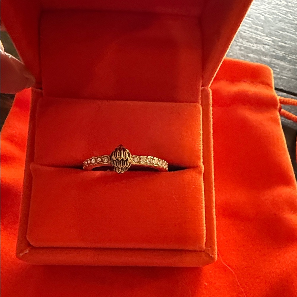 Kurt Geiger Gold-Tone Pavé Ring with Scalloped Center